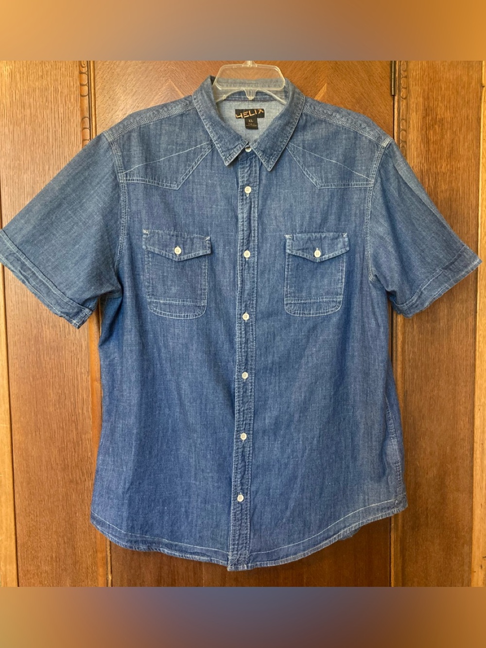 Helix Men’s Western Style Denim Shirt, sz XL